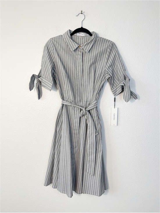 Calvin Klein Dresses & Skirts - Calvin Klein Button Front Short Sleeve Bow Shirt Dress Size 8 NEW